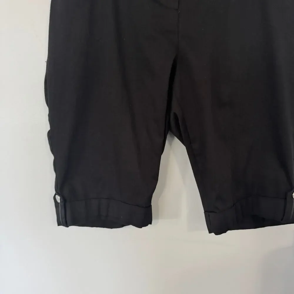 Ashley Stewart Black Cotton & Spandex Blend Bermuda Shorts Womens Plus Size 14 W